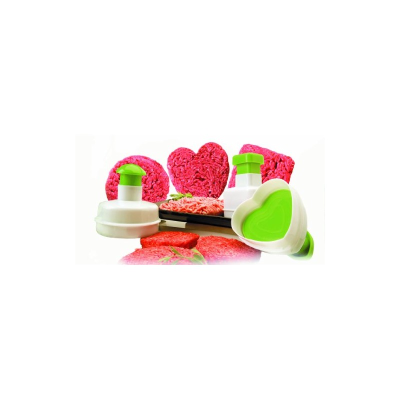 Ibili Clasica Hamburger Maker Set Square, White/Green, 8.5 x 8.5