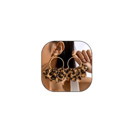 Chunky Leopard Flower Dangle Drop Earrings for Women Large Circle Hoop Statement Earrings Gold Leopard Print 80s 90s Earrings Exaggerated Costume Jewelry Gift (leopard)