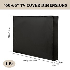 CREATCABIN TV Cover for Outdoor Use, Waterproof, Dustproof, Thick Fabric, Polyester Protection, TV Cover with Contraction Strap, Portable, Foldable, Weatherproof, Scratch Protection Cover, 147.5 x