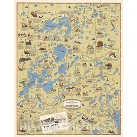 Historic Map - Cartomap, Brainerd Lake Region in Minnesota, 1940 - Vintage Wall Art - 24in x 30in