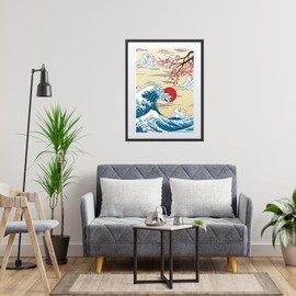 MOGTAA The Great Wave Diamond Art Kits for Adults, Japanese Cherry Blossom Tree Diamond Painting Kits for Beginners, DIY 5D Diamond Dots Kits Sunset Gem Craft for Home Art Decor 12x16 inch