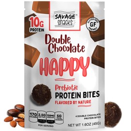 Savage Snacks Happy Double Chocolate Whole Food Prebiotic 10g Protein Balls & Bites - Convenient On-The-Go Tasty Protein Snacks - High-Protein, Gluten-Free, Grain-Free & Flavored by Nature