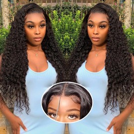 28 Inch Glueless Wigs Human Hair Pre Plucked Pre Cut Closure Wigs Human Hair 180% Density Deep Wave Lace Front Wigs Human Hair With Baby Hair Curly Wig Human Hair Natural Hairlie