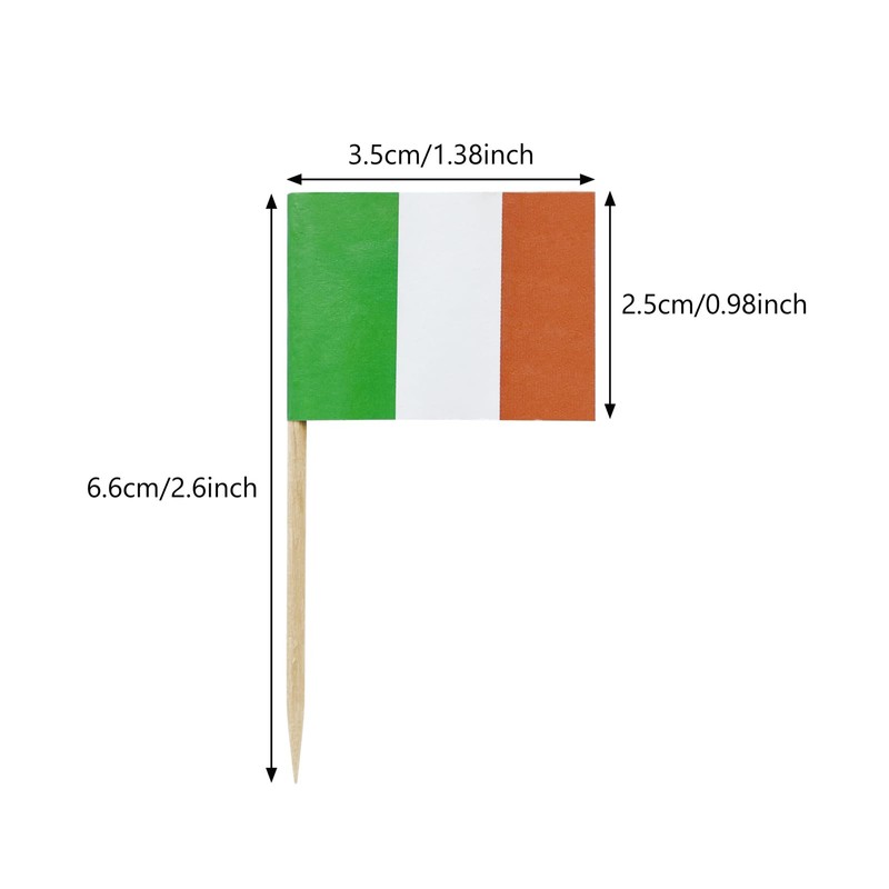 100PCS Ireland Toothpick Flag Irish Mini Small Cupcake Topper Flags