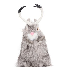 Simulation Antler Rabbit Ornament Cute Rabbit Home Decorations Animal Model Plush Toy Doll for Home Office White