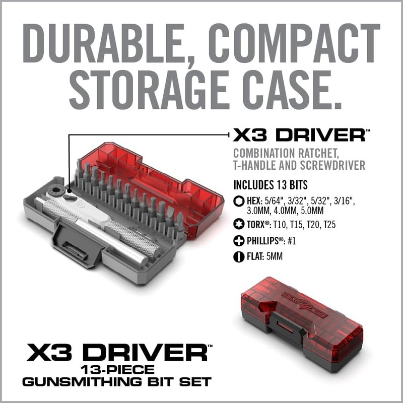 Real Avid X3 Ratcheting Screwdriver Set with 13 Bits, 3-in-1