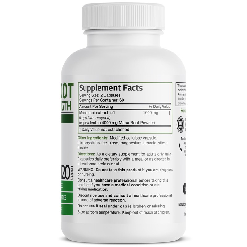 Bronson Maca Root Extra Lepidium Meyenii, Non-GMO, 120 Vegetarian Capsules