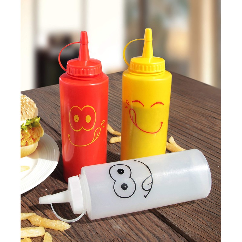 New Star Foodservice 28560 Smiley Faces Squeeze Bottle Set, Plastic,