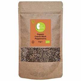 Organic Coarse Black Peppercorns - Certified Organic - by Busy Beans Organic (50g)