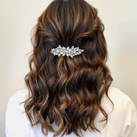 Soumimi White Crystal Hair Clips for Women Rhinestone Hairpins Barrettes, Hair Accessories for Wedding Party Everyday, Gift for Mom Wife