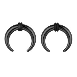 ZS Pack of 2 Pincher Tapers Septum Rings 2G 4G 6G 8G 10G 14G 16G Black Buffalo Horseshoe Stretcher Expander Piercing for Stretching Pierced Nose Ear Gauges, Stainless Steel