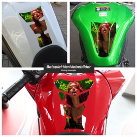 Tankpad X509958VA Motorcycle Protective Sticker Psycho B Cute Woman Green Red