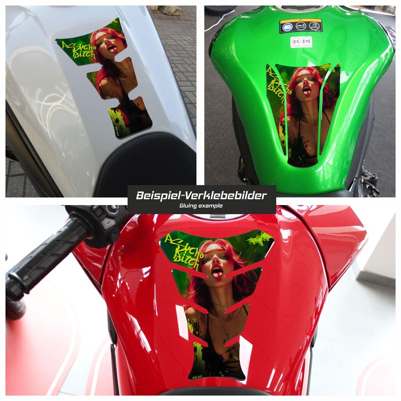 Tankpad X509958VA Motorcycle Protective Sticker Psycho B Cute Woman Green