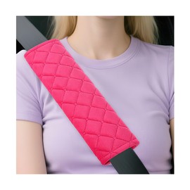 TNAIYH Car Seatbelt Cover, 2PCS Soft Velvet Vehicle Seat Belt Shoulder Strap Harness Pad for Comfortable Driving, Automotive Neck Chest Protection Cushion, Universal for Truck Sedan SUV (Rose Red)