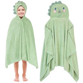 saerryor Green Dino Hooded Towel for Kids 0-4 Y, 55 x 27 in