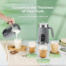 Milk Frother, Maestri House Variable Temp and Froth Thickness Milk Frother and Steamer, 14.1OZ/400ML Smart Touch Control Foam Maker, Memory Function for Latte, Warm Milk