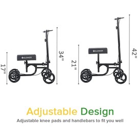 ELENKER Steerable Knee Walker Deluxe Portable Medical Scooter Foot Injury Black