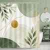 DYNH Sage Green Shower Curtain, Modern Abstract Gold Leaves Bathtub