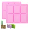 Soap Molds Silicone-2PCS 6 Cavities Rectangle Soap Mold,DIY Handmade Soap