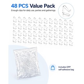 BHFOW 48 PCS Clear Tablecloth Clips for Tables, Acrylic Table Cloth Holder Clips, Table Clips for Tablecloths, Fits 2-3 cm Table Edge, Picnic Table Clips for Dining, Parties, Camping