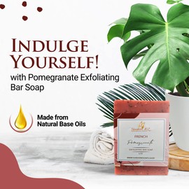 French Pomegranate Exfoliating Soap, Bar Soap with Poppy Seeds & Shea Butter, All-Natural Base Oils, Body Soap Bars with 6 Natural Base Oils, 4.4/4.5 oz, Sunshine & K Handmade Soaps