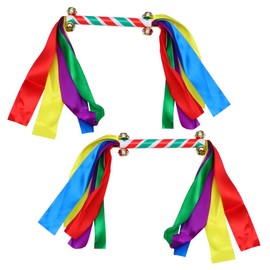 Yardwe 2pcs Props Dance Party Shaker Shakers Accessories Ball Cheer Gymnastics Pom Ribbon Sticks Trundle Bed Kids Pom Poms Pompom Mini Trampoline Dog Key Chain Handheld Flower Stick Child