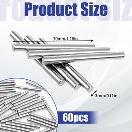 60PCS 3mm X 30mm Shelves Dowel Pin, 304 Stainless Steel Shelf Pegs Support Shelves, Shelf Supports Pegs Pin, Wood Bunk Bed Shelfs Peg Support Shelve Fasten Elements for Cabinet Furniture