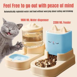 Automatic Cat Food and Water Dispenser Set - Includes Silicone Mat, Cleaning Brush & Measuring Spoon - Large 4 L Feeder & Waterer, Mess-Free, Durable & Easy to Clean