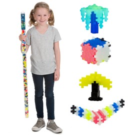 Plus Plus 500 Piece Interlocking Building Block 3D Puzzle Kit, Kids Stem Connecting Toys - Glowing Color Mix