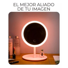 EGTMA Espejo Maquillaje Aro Luz Led 17.5cm Portátil