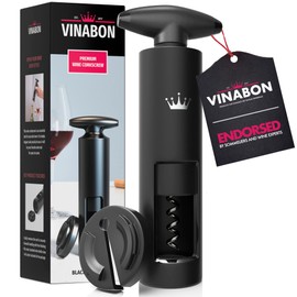 VINABON Abridor de vino automático – Sacacorchos 2 en 1 de calidad profesional Twister 2 en 1 con cortador de papel de vino, sacacorchos manual de fácil giro, incluye libro electrónico WineGuide