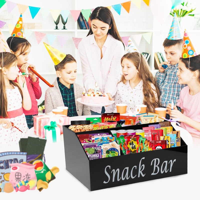 Xbopetda Snack Organizer for Countertop, Acrylic Snack Organizer with 4