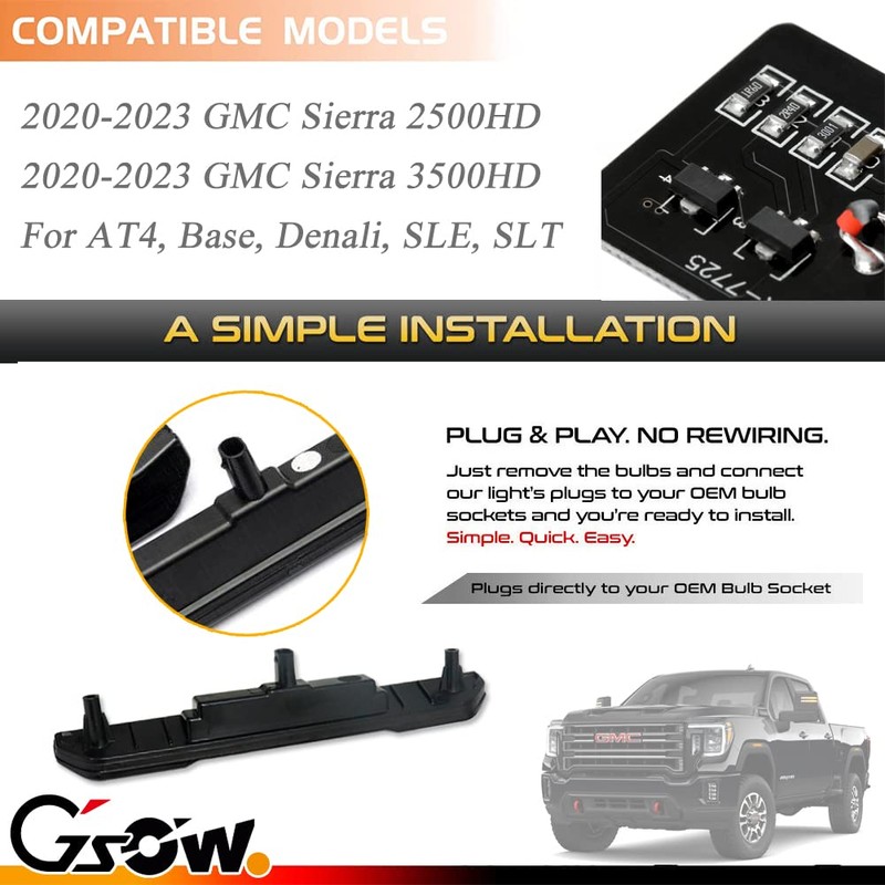 GSOWO 4 PCS Smoked LED Side Marker Light for Sierra
