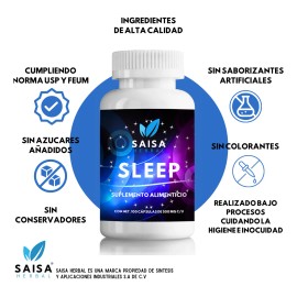 Suplemento Para Dormir 100 Cpsulas SLEEP  SAISA HERBAL  Melatonina, Triptfano, Valeriana, Magnesio  Suplemento Natural para Dormir y Relajacin        