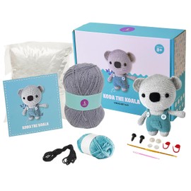 Olikraft Amigurumi para adultos y niños - Proyectos de animales intermedios con suministros de kit de punto y ganchillo, perfecto para manualidades de animales de peluche y regalo (Koala)