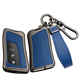 ontto Alloy Car Key fob Cover Fit for Lexus NX IS RX ES GX LX LS UX GS 200 260 300 350 NX200 NX300 RX350 ES300 Remote Leather Key case Shell key holder bag keyring keychain accessories Black-blue