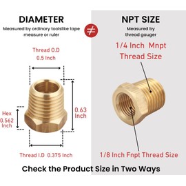 4pcs Heavy Duty 1/4 NPT Male Thread to 1/8 NPT Female Thread Brass Reducer Hex Bushing Brass Fitting Pipe Hose Tube Adapter Convert