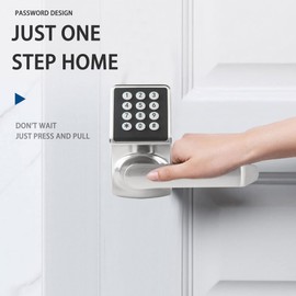 Keypad Door Lock with Handle, Digital Door Lock with Keypad Set,Keyless Entry Door Locks with Handle-IC Card and Anti-peep Password- Brushed Nickel-2PACKset