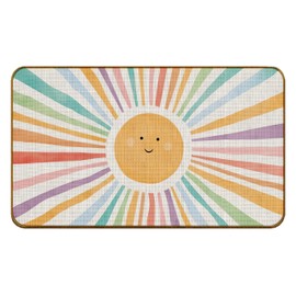 Qvapt Smiling Sun Boho Door Mat - Boho Welcome Mat, Boho Nursery Decor Front Door Mats Outdoor Entrance, Indoor Door Mats for Entryway, Boho Indoor Outdoor Door Mat, 17x30 Inches