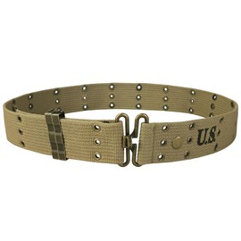 GVCELS WW2 US Army M1936 Tactical Battle Belt M36 Pistol Belt 2" Khaki Webbing Canvas Duty Belt Quick-Release Webbing Belt M (Medium)