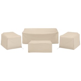 Crosley Furniture Patio Furniture Covers, Waterproof 4-Piece Cover Set for Outdoor Chairs, Sofa, Table, Tan