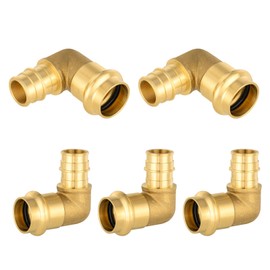 (5 Pack) FOSKAN 3/4"Press x 3/4"PEX Expansion Elbow, Brass Press Fitting,Connection for Copper and Pex A Pipe