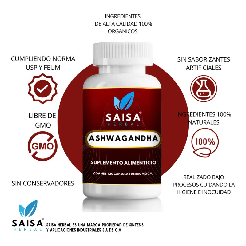 Raíz Ashwagandha De 240 Caps Antiestres Suplemento Natural
