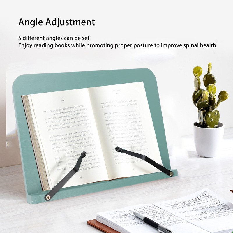 Book Stand Adjustable Angle Foldable Small Desk Bookrest with Page