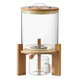 L'ÉPICÉA Glass Rice Dispenser with Bamboo Stand, Large Airtight Rice Storage Container, Cereal/Grain/Coffee Bean/Dry Food Dispenser Countertop, Rice Holder, Rice Bin