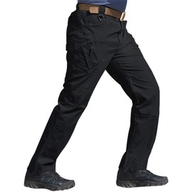 Susclude Men's Outdoor Cargo Work Trousers Military Tactical Pants Ripstop Assault Combat Trousers Hiking Pants Black 32Wx30L