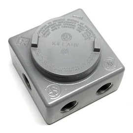 Killark GRSS-2 Outlet Body, 3/4" Hub, Copper-Free Aluminum, 7 Openings, 4 Plugs, Gray