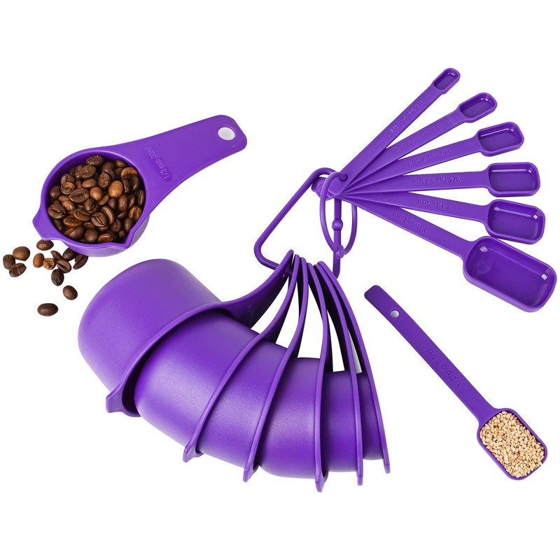 Smithcraft Plastic Measuring Cups and Spoons Set 15, Purple Dry