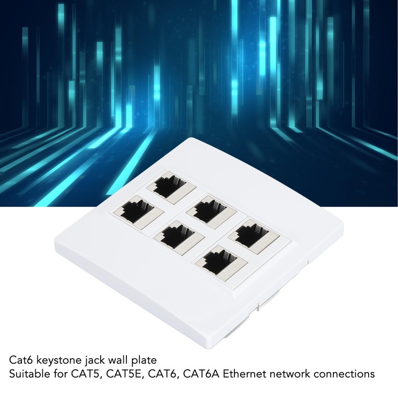 Ethernet Wall Plate 6 Port, Cat 6 Ethernet Wall Outlet