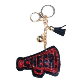 Popfizzy Bling Cheer Keychain for Women, Rhinestone Cheer Bag Charm, Cheer Squad Cheerleader Gifts, Megaphone Cheer Keychain